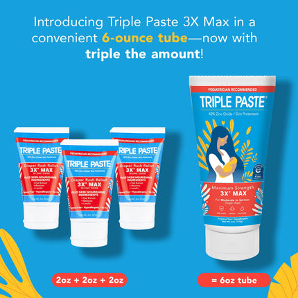 3X Max Strength Diaper Rash Ointment, 40% Zinc Oxide, 6 oz