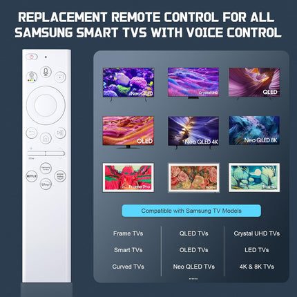 for Samsung Smart TV Remote Control Replacement, Universal Remote for 2016-2025 Samsung Frame Curved Crystal Smart TVs, with Voice Control