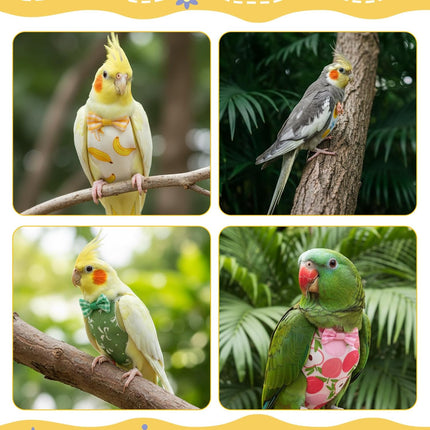 6 Pcs Bird Diapers, Parrot Diaper Reusable with Waterproof Lining, Washable for Cockatiel Budgie Lovebird Parakeet Canary, 4.72x2.64 Inches (Colorful)
