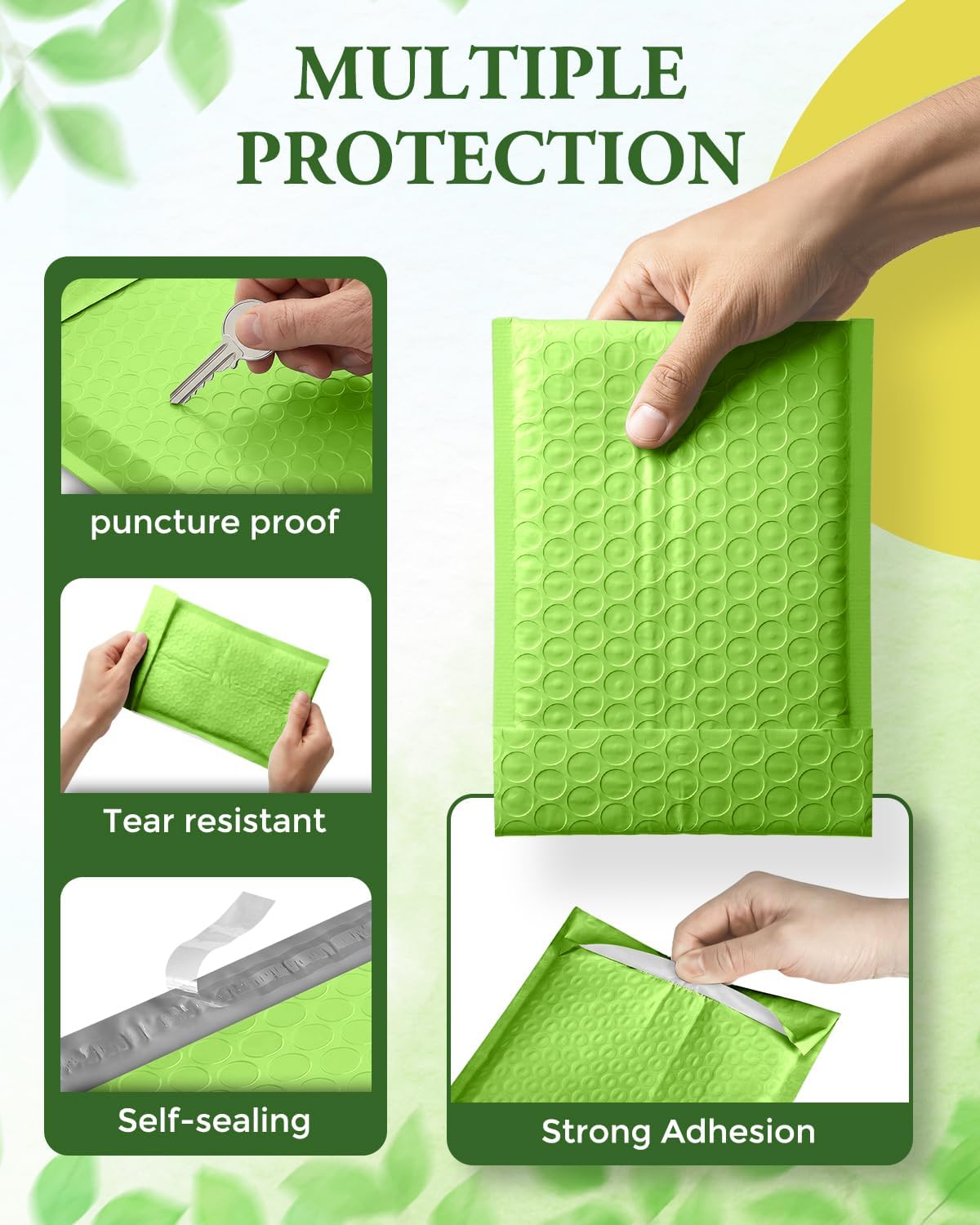 Green 4x8 Self-Seal Bubble Mailers, 100 Pack - photo 4