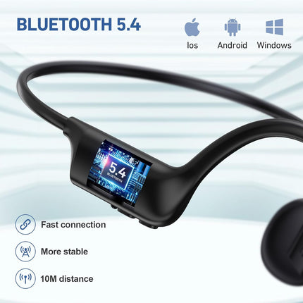 Bone Conduction Headphones Bluetooth 5.4 Open Ear Headphones with Mic, Wireless Earphones, Sports Earphones 12H Playtime, IPX6 Waterproof Headset for Running,Cycling, Hiking, Driving