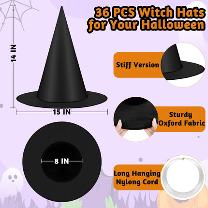12 PCS Witch Hats, Thickened Hanging Witches Hats Halloween Decor