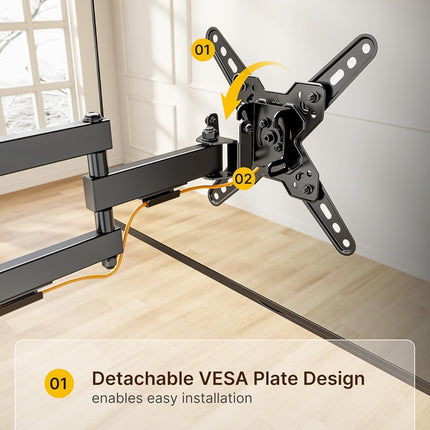 monTEK Full Motion TV Wall Mount Bracket for Most 13-43 Inch LED LCD Flat Screen TVs & Monitors, Swivel Tilt Extension Rotation with Articulating Arms, TV Mount Max VESA 200x200mm, up to 44lbs