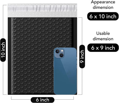 Black 6x10 Bubble Mailers, 100 Pack - photo 2