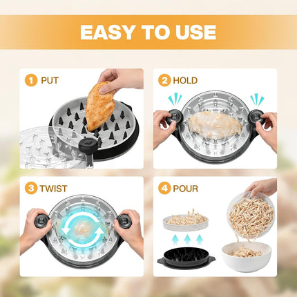 Cleangor Chicken Shredder Tool Twist, Visible Chicken Breast Shredder Tool Meat Shredder with Ergonomic Handle, Non-Slip Food Shredder Tool for Pork, Beef, Set of Chicken Breast Shredder