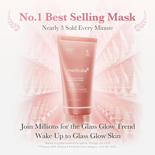 Wrapping Mask Collagen Overnight Peel Off Facial Mask | Elasticity & Hydration Care, Reduces Sagging & Dullness | Hydrolyzed Collagen For Glowing Skin | Korean Skin Care, 2.53 fl.oz