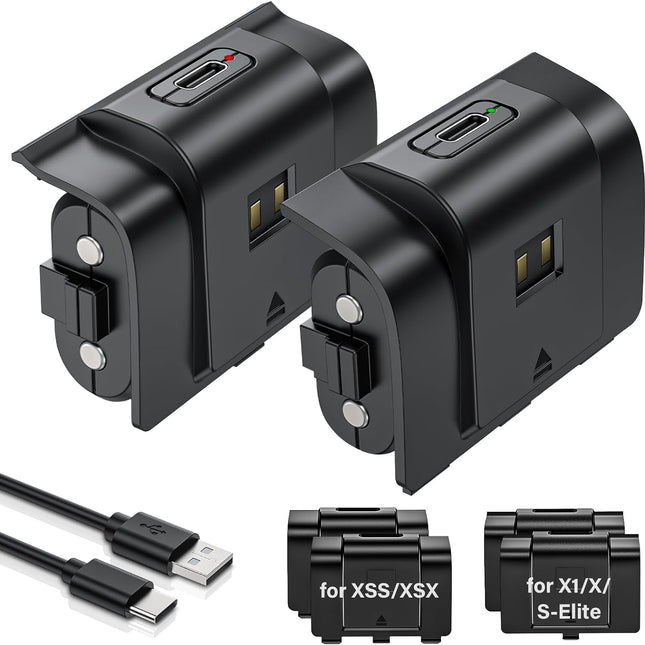 Rechargeable Controller Battery Pack for Xbox,2x4800mWh(2000mAh) Batteries Pack with USB-C Charging Cable for Xbox