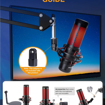 QuadCast Boom Arm, Mic Arm for Blue Yeti HyperX QuadCast SoloCast Fifine AM8 and Most Microphone, Mic Stand Desk with 3/8" to 5/8" Adapter by SUNMON