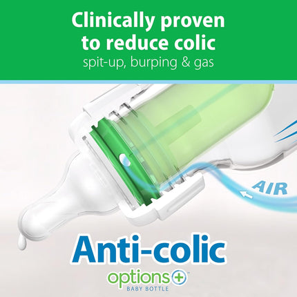Dr. Brown's Anti-Colic Options+ Narrow Glass Baby Bottle with Level 1 Slow Flow Nipple, BPA-Free, 4 oz/120mL, 0m+, 1-Pack (Packaging May Vary)