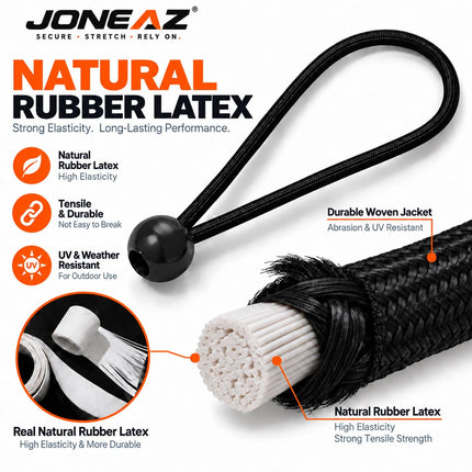 50 Pcs Ball Bungee Cords 6 inch Black Heavy Duty Outdoor for Tarp Tie Downs