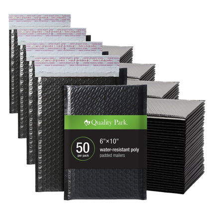 Bubble Mailers, 6 x 9 Inch, White Poly Mailers, Padded Envelopes, Shipping Envelopes, Water Resistant, Self Seal, 50 Per Box (QUA85856), Plastic