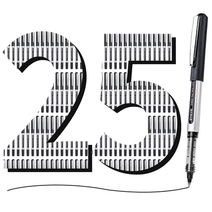 Liquid Ink Rollerball Pens Black, 0.5mm Extra Fine Point, Pack of 25