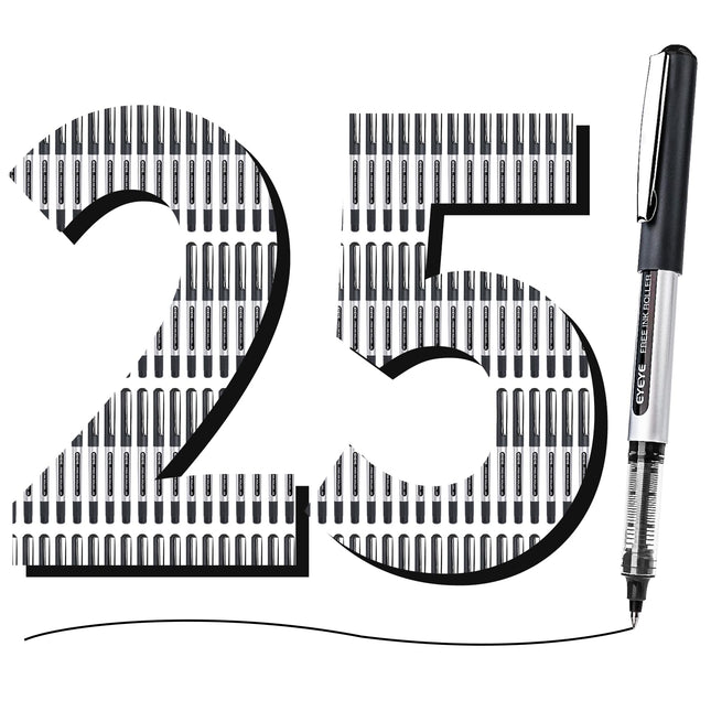 Liquid Ink Rollerball Pens Black, 0.5mm Extra Fine Point, Pack of 25
