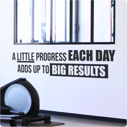 My Vinyl Story - A Little Progress Each Day Wall Decal - Inspirational Wall Sticker Quote, Motivational Vinyl Art for Gym Fitness Workout Exercise Home Office Decor - Removable (Black, 42x10 inches)