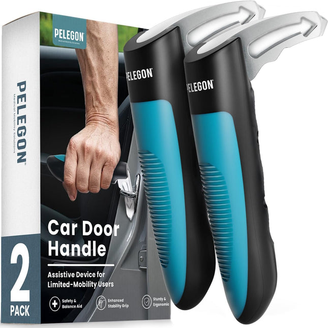 Car Door Handle for Elderly (2 Pack) Car Cane Assist Handle with Anti-Slip Grip, Steel Hook for Secure Latch Fit