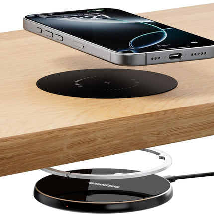 Eazpower Invisible Wireless Charger, 0-30mm Under Desk Wireless Charger, Dual Uses On or Hidden Under Table Charging Pad for Nightstand for iPhone 17/17 Pro/17 Pro Max/17 Air/16/15/14/Samsung Phone