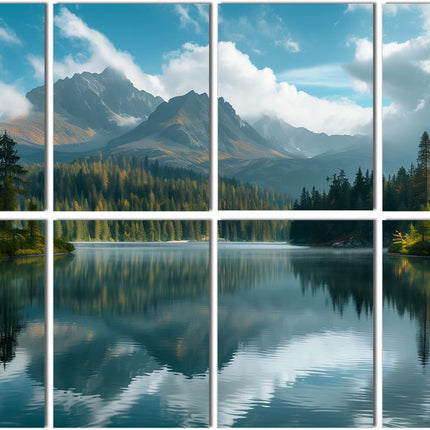 FurnoFlexArt Acoustic Panels Tiles Decorative Room Sound Proof Foam Absorbing Panels Noise Dampening Canceling Reducing Blocker for Walls (Mountain Lake View, 48 * 32 in)