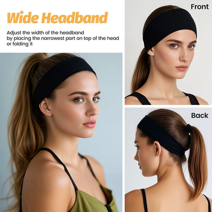 Headbands for Women - 6 Pack Wide Elastic Hair Bands | Stretchy Sweatbands Hair Bands | Soft Sports Thin Head Bands | Non-Slip Accessories Bands for Fashion, Washing Face, Workouts, Yoga, Daily Use