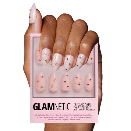 Press On Nails, Short Oval Magnetic, Fake Nails 30pc Nail Kit