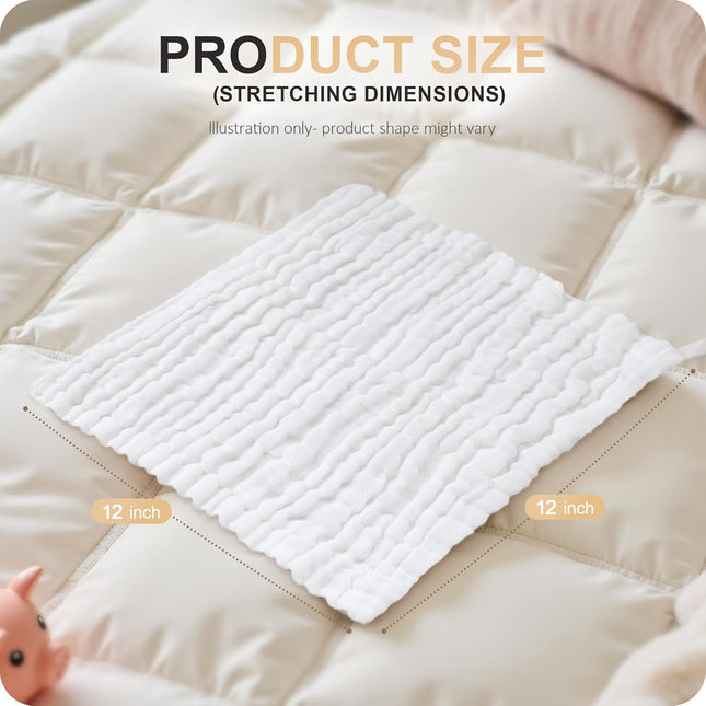 Baby Washcloths 6 Packs, Muslin Washcloths Baby,Cotton Burp Cloths, Extra Absorbent and Soft Wash - photo 2