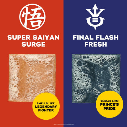 Dr. Squatch Natural Men's Bar Soap – Limited Edition Dragon Ball Z Gifts for Men – Natural Cold Process Soap Bar – Super Saiyan Surge + Final Flash Fresh (5 oz, 4-Pack)