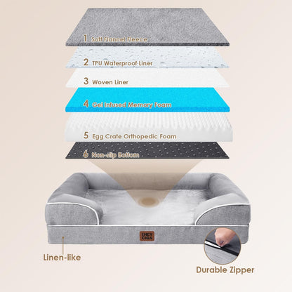 Orthopedic Extra Large Dog Bed with Sides, 44 x 32 Inch, Grey - photo 5
