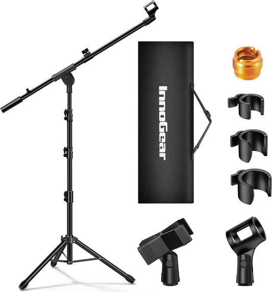 Microphone Stand, Tripod Boom Arm Floor Mic Stand