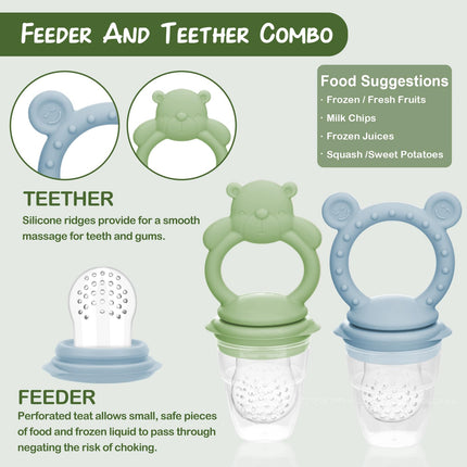Baby Breastmilk Popsicle Molds & Baby Fruit Feeder (6 Pack), Infant Food Freezer Tray Storage Containers, Silicone Teething Pacifier Feeder and Teether for Babies,Babies Feeder