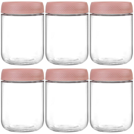 6-pack 16 oz Overnight Oats Containers with Lids, Glass jars with Airtight Lids, Wide mouth Mason Salad jars, Glass Food Storage Containers for Snacks Yogurt Spice Sugar