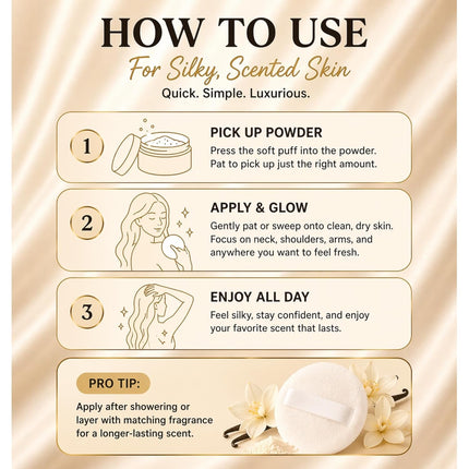 Body Powder for Men & Women Scented Vanilla Cupcake, Bath Perfume Dusting Powder with Fragrance & Essential Oils, Talc Free 8oz Container with Powder Puff, Made in USA