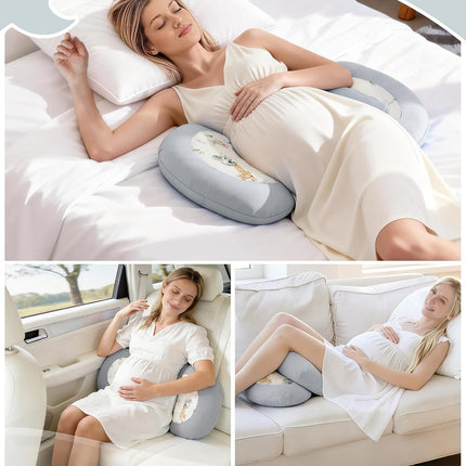 Pregnancy Pillow for Sleeping, Maternity Pillow with Removable Cooling Cover, Support for Back, Belly and Hips, Portable Travel Wedge Pillow for Pregnant Women with Adjustable Small Pillow