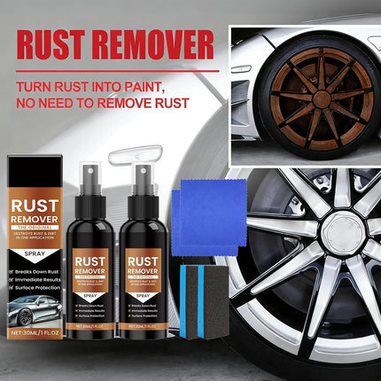 Rust Remover Spray for Metal - New Upgrade Heavy Duty Metal Cleaner for Vehicles, Tools, Chains, Multi-Surface Cleaner, Iron Out Rust Stain Remover, Fast-Acting Oxidation Remover (2Pcs, 1 Oz Each)