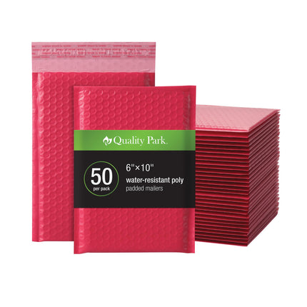 Bubble Mailers, 6 x 9 Inch, White Poly Mailers, Padded Envelopes, Shipping Envelopes, Water Resistant, Self Seal, 50 Per Box (QUA85856), Plastic