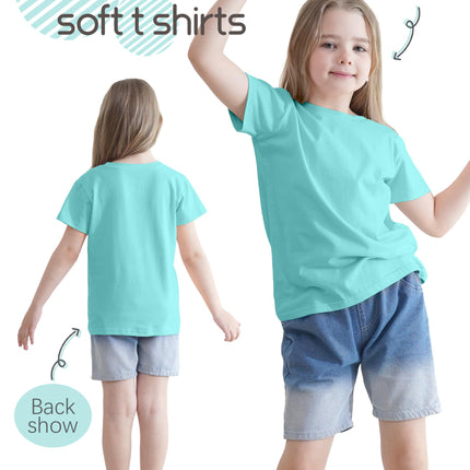 5 Pack Girls Shirts Short Sleeve T-Shirts Cotton Tshirts Tees Kids Clothes