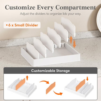Kitchen Cabinet Organizer for Food Contanier Lid with 7 Sections
