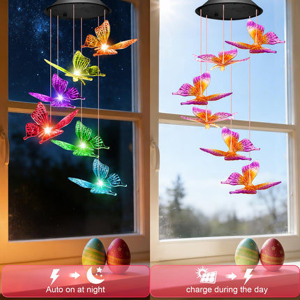 Solar Wind Chimes, Christmas Gardening Butterfly Gifts for Women