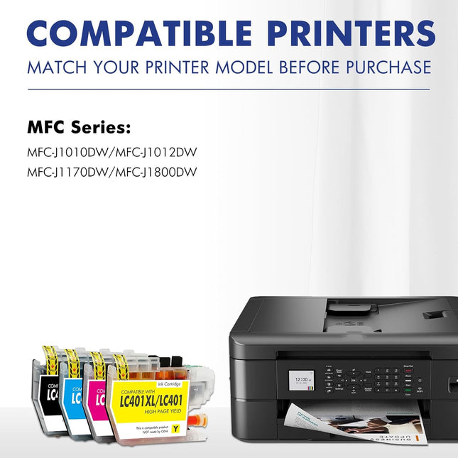 LC401XL LC401 Ink Cartridge 4-Pack for Select MFC-J Printers