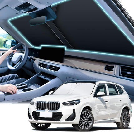 300T Universal Car Windshield Sun Shade, Foldable Reflective for Windshield & Window Shades with Overlapping Design, Car Interior Accessories (58" L x 32" W)