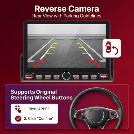 Single Din Car Radio with Bluetooth iOS/Android Mirror Link Share Same Video, 7" IPS Touch Screen Car Radio 1 Din with Piano Keys Support Backup Camera Mirror Link Bluetooth FM USB EQ SWC