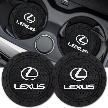 Car Cup Holder Coaster for Lexus Series Recessed Silicone Non Slip Car Interior Accessories Drink Car Coaster 2PC Black