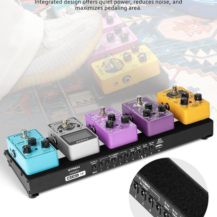 STRICH Guitar Pedal Board with Built-in Power Supply, Small Pedal Board 15 x 5.1" 1.3LB Lightweight Aluminum Alloy, PedalBoard with Pedal Cables, Bag, Hook Loop Strips PB-M15