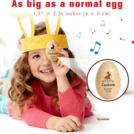 Personalized Wooden Easter Egg Shakers - Custom Engraved with Name, Perfect for Basket Stuffers, Customized Musical Maracas Instrument and First Easter Gift (Style 3)