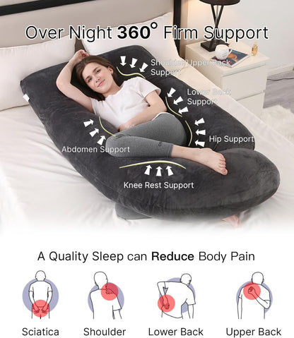 57 Inch Full Body Pregnancy Pillow with Washable Velvet Cover - photo 2