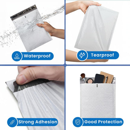SMART MATTER Poly Bubble Mailer 9.5x14" (Usable Size) | 25 Pcs White Bubble Mailers | Opaque Design, Water Resistant, Self Seal, Durable Bubble Packaging Envelopes for Small Business, Online Sellers