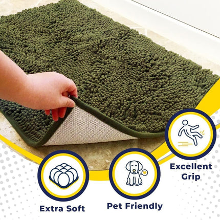 Muddy Mat® | Super Absorbent Door Mat Indoor, Microfiber Quick Dry Chenille Entryway Rug, Non-Slip Front Door Mat, Indoor Mats for Entryway, Machine Washable Pet Rug, Army Green 16"x24"