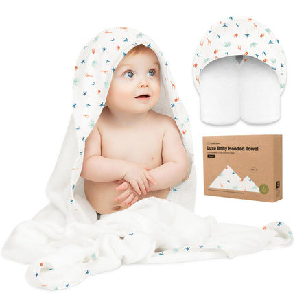 Hooded Baby Towel for Newborn, Baby Bath Towels (Frog, 35x35)