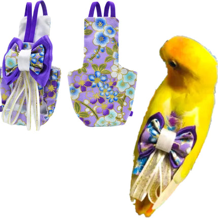 Bird Flight Suits Diapers, Parrot Flight Suits Diapers for Monk Parakeets, Cockatiels Flight Suits, Parrot Clothes, Bird Training Nappy Suit Liners Clothes (XS, Purple-B)