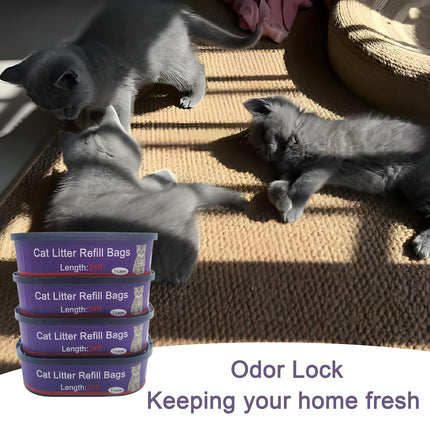 Paquete de 4 bolsas y cartuchos de repuesto para arena de gato compatibles con cubetas Genie Cat Standard, Plus y XL, control de olores