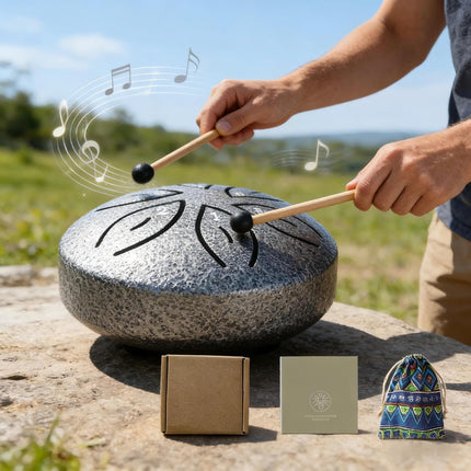 3 Inch Steel Tongue Drum – 6-Note Mini Chakra Drum with Bag, Mallets & Sheet Music – Portable Handpan Percussion for Meditation, Yoga, Outdoor Garden