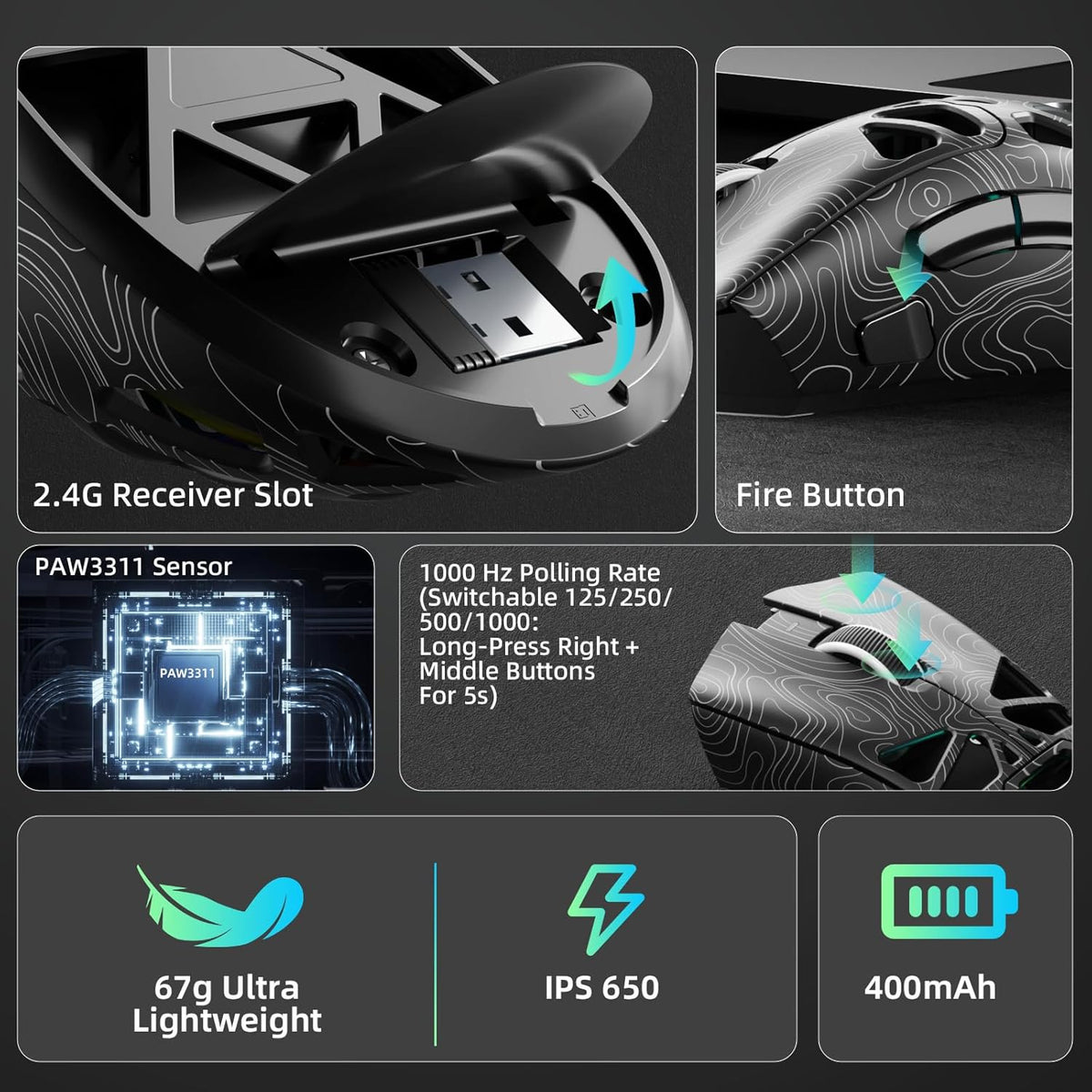 Tri-Mode Wireless Gaming Mouse - photo 5
